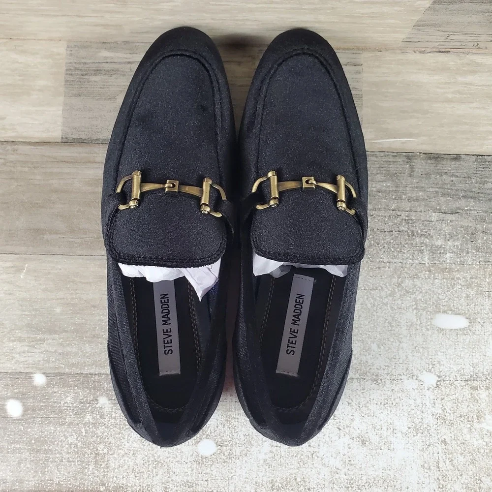 Steve Madden Delrayy‎ Mens Loafers Sz 8 Velvet Slip On Low Top Shoes Horsebit